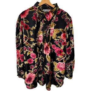 Floral Velvet Button Down